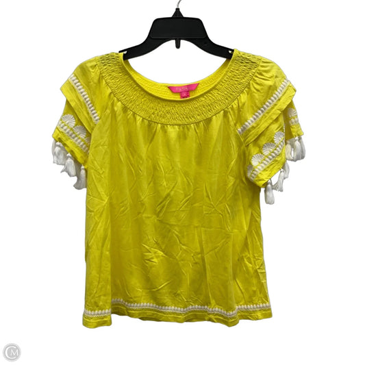 Top Short Sleeve Designer By Lilly Pulitzer In Yellow, Size: S