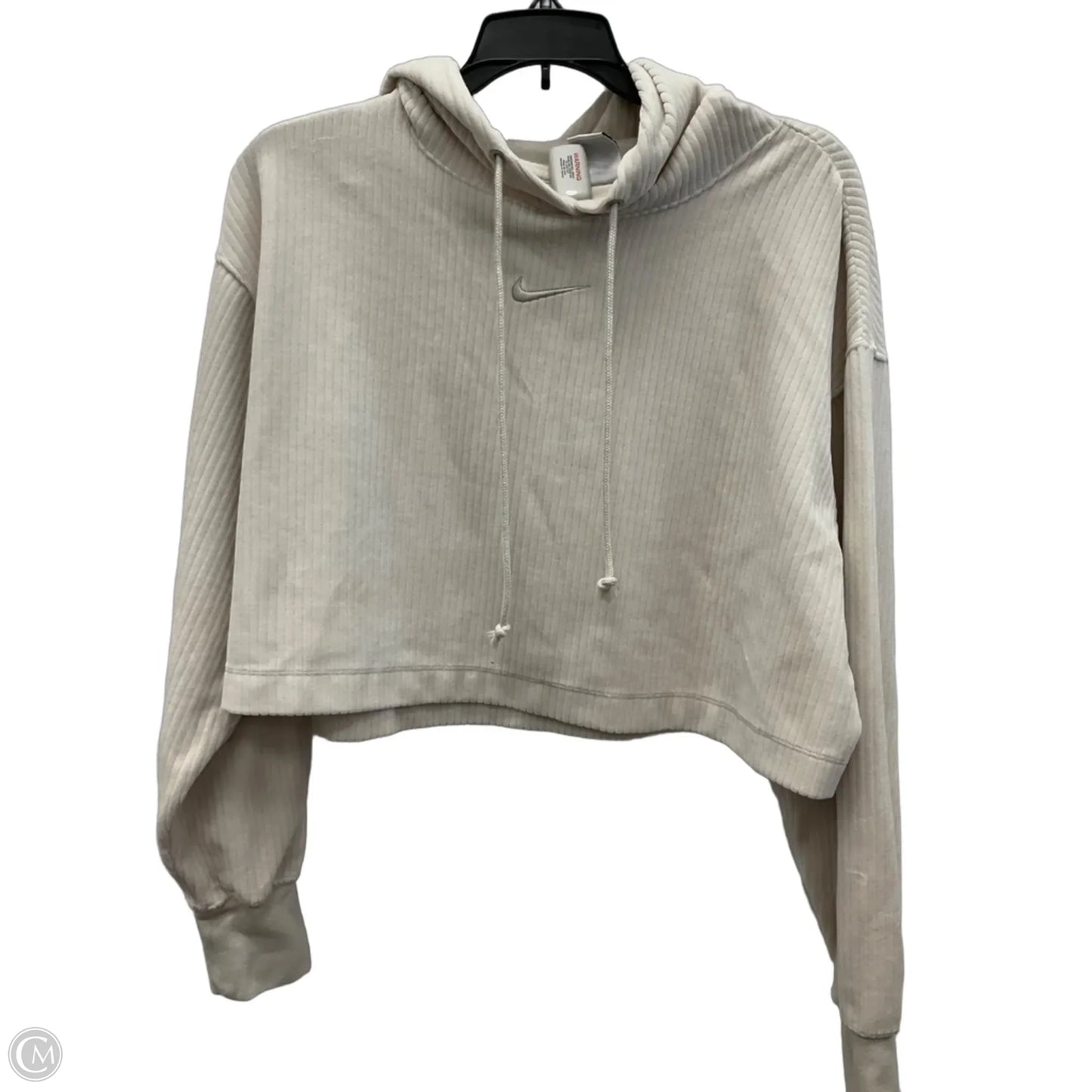 Athletic Top Long Sleeve Hoodie By Nike In Cream, Size: Xs