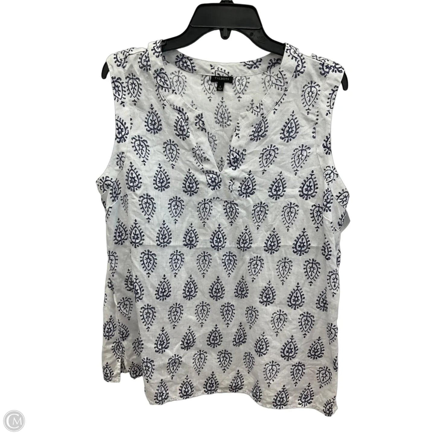 Top Sleeveless By Talbots In White, Size: L