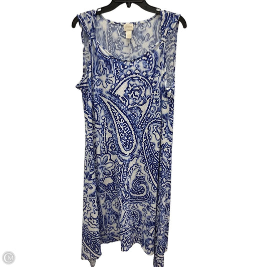 Dress Casual Midi By Chicos In Blue, Size: L