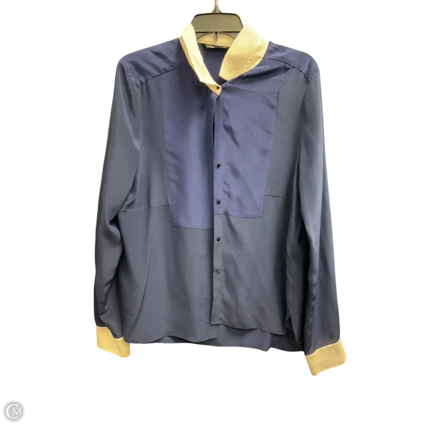 Blouse Long Sleeve By Zara In Blue, Size: L