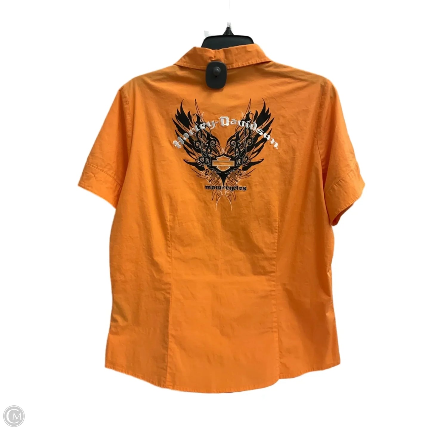Blouse Short Sleeve By Harley Davidson In Orange, Size: L