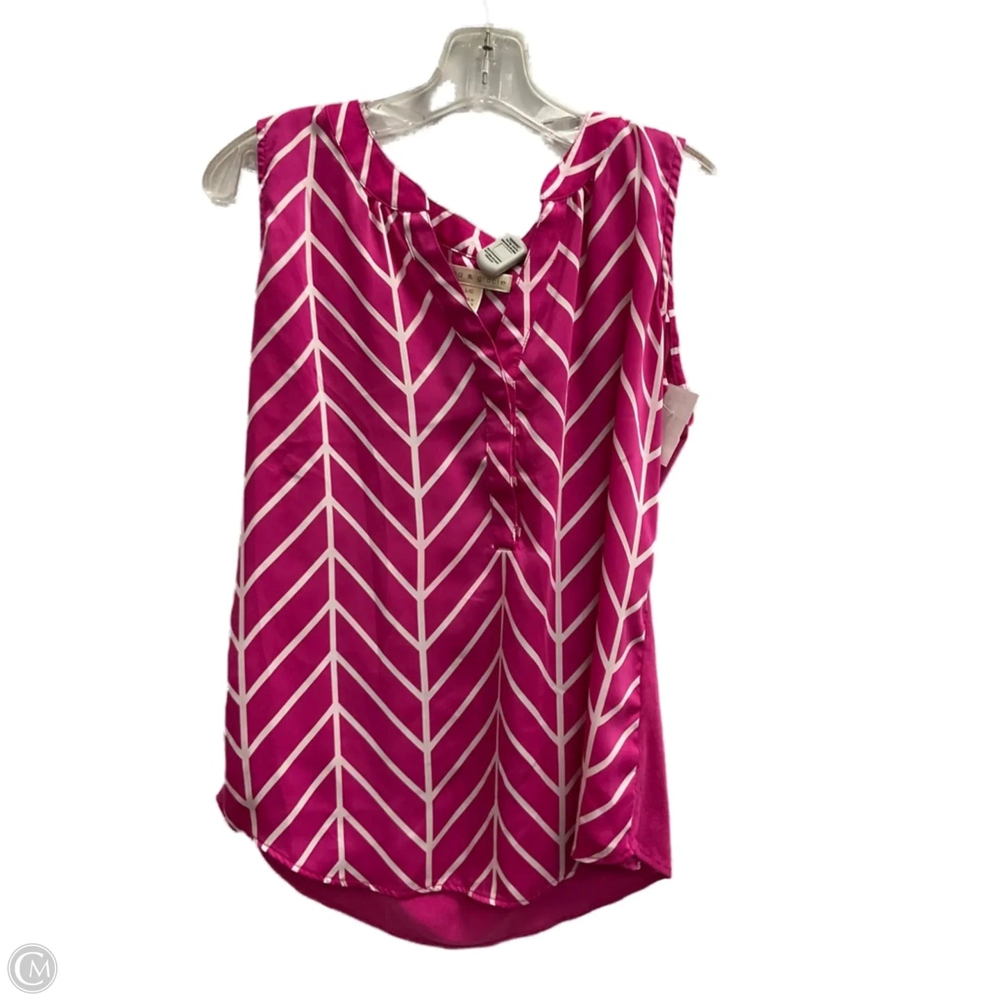Top Sleeveless By Clothes Mentor In Pink & White, Size: L