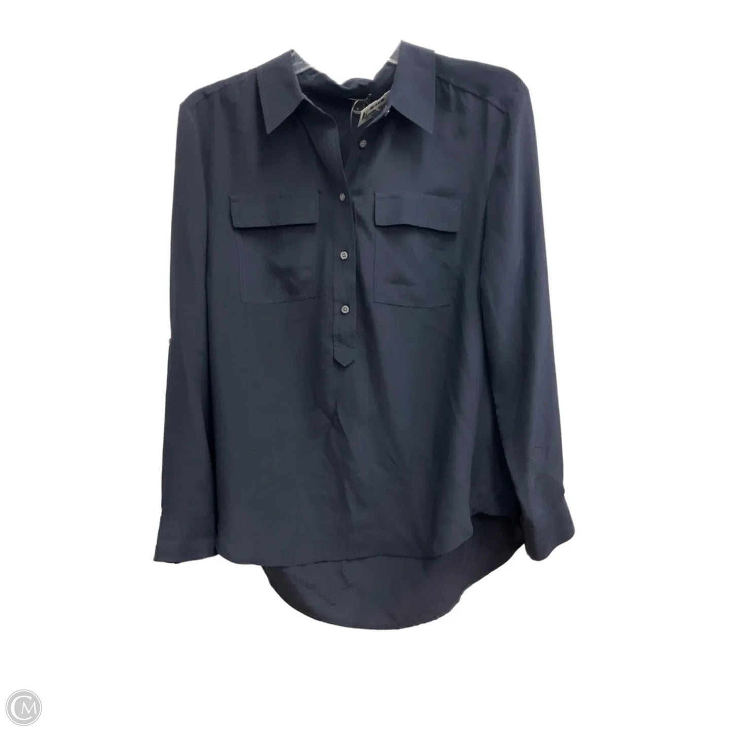 Top Long Sleeve By Ann Taylor In Navy, Size: S