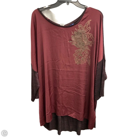 Top 3/4 Sleeve By Apt 9 In Maroon, Size: 2x