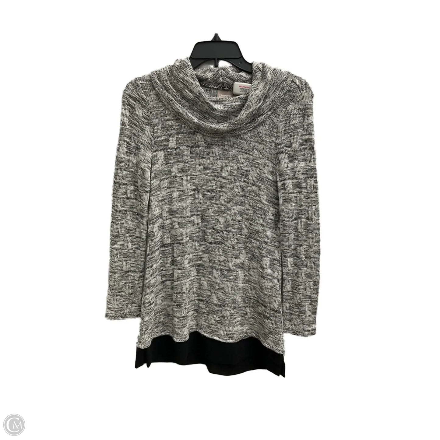 Top Long Sleeve By Chicos In Black & Grey, Size: S