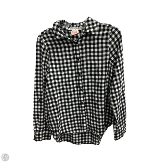 Blouse Long Sleeve By Calvin Klein In Checkered Pattern, Size: S