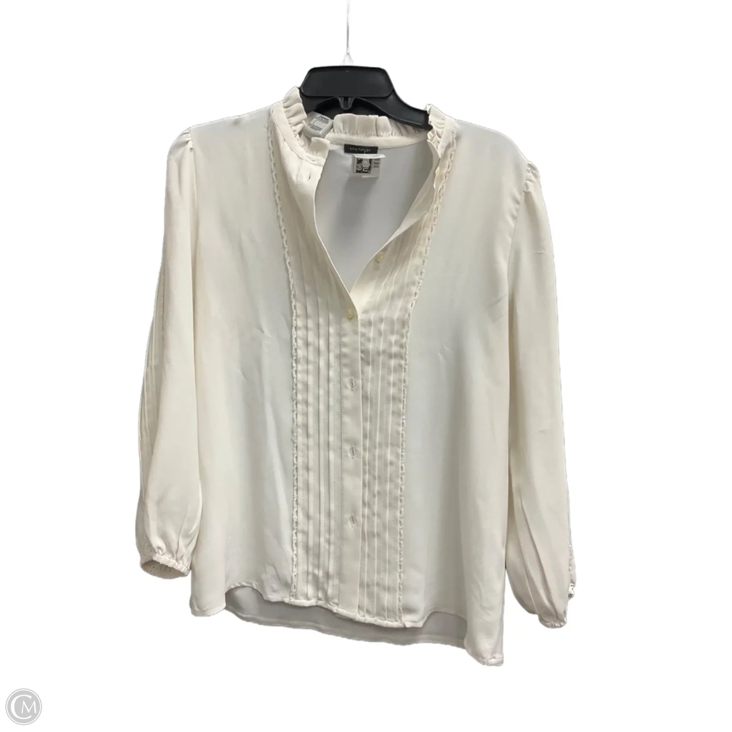 Top Long Sleeve By Ann Taylor In White, Size: S
