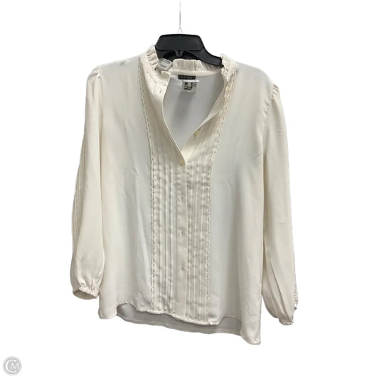 Top Long Sleeve By Ann Taylor In White, Size: S