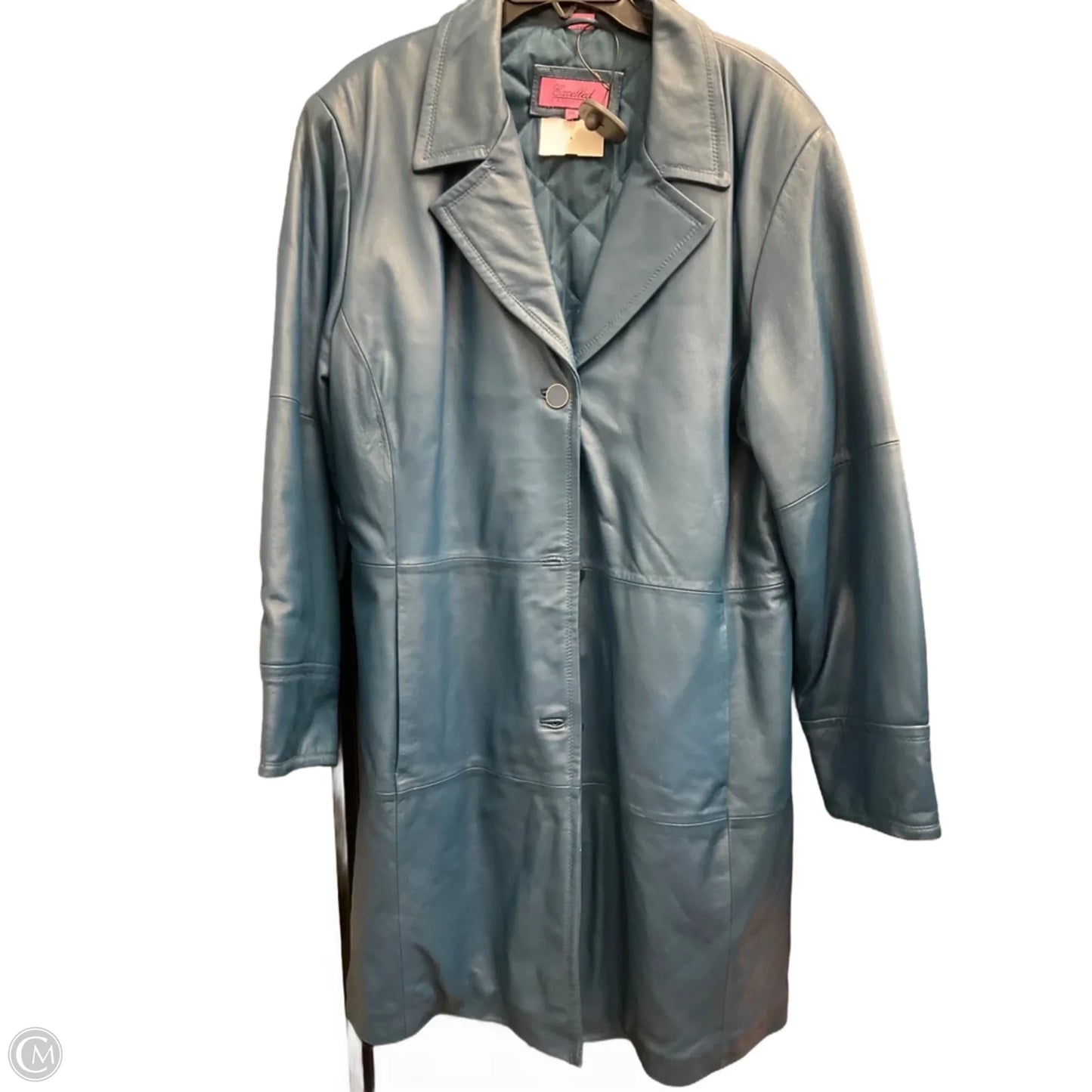 Jacket Leather By Clothes Mentor In Blue, Size: 2x