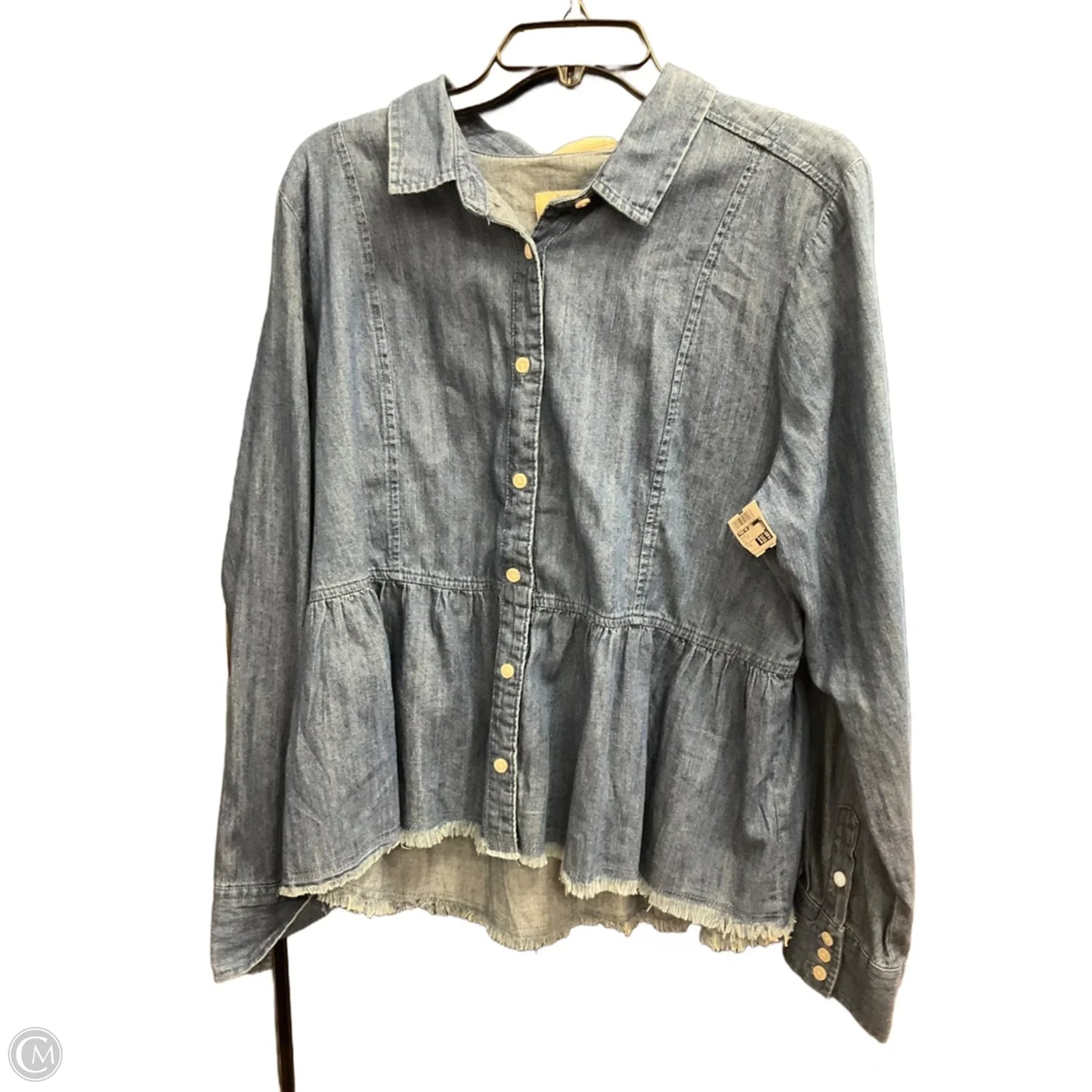 Blouse Long Sleeve By Thread And Supply In Blue Denim, Size: Xl