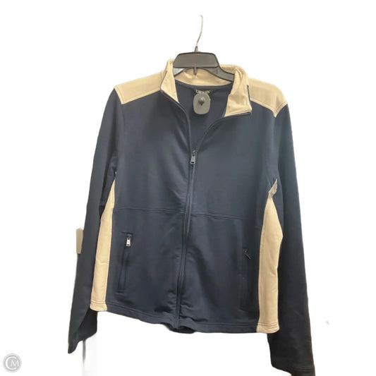 Athletic Jacket By Lauren By Ralph Lauren In Blue & White, Size: Xl