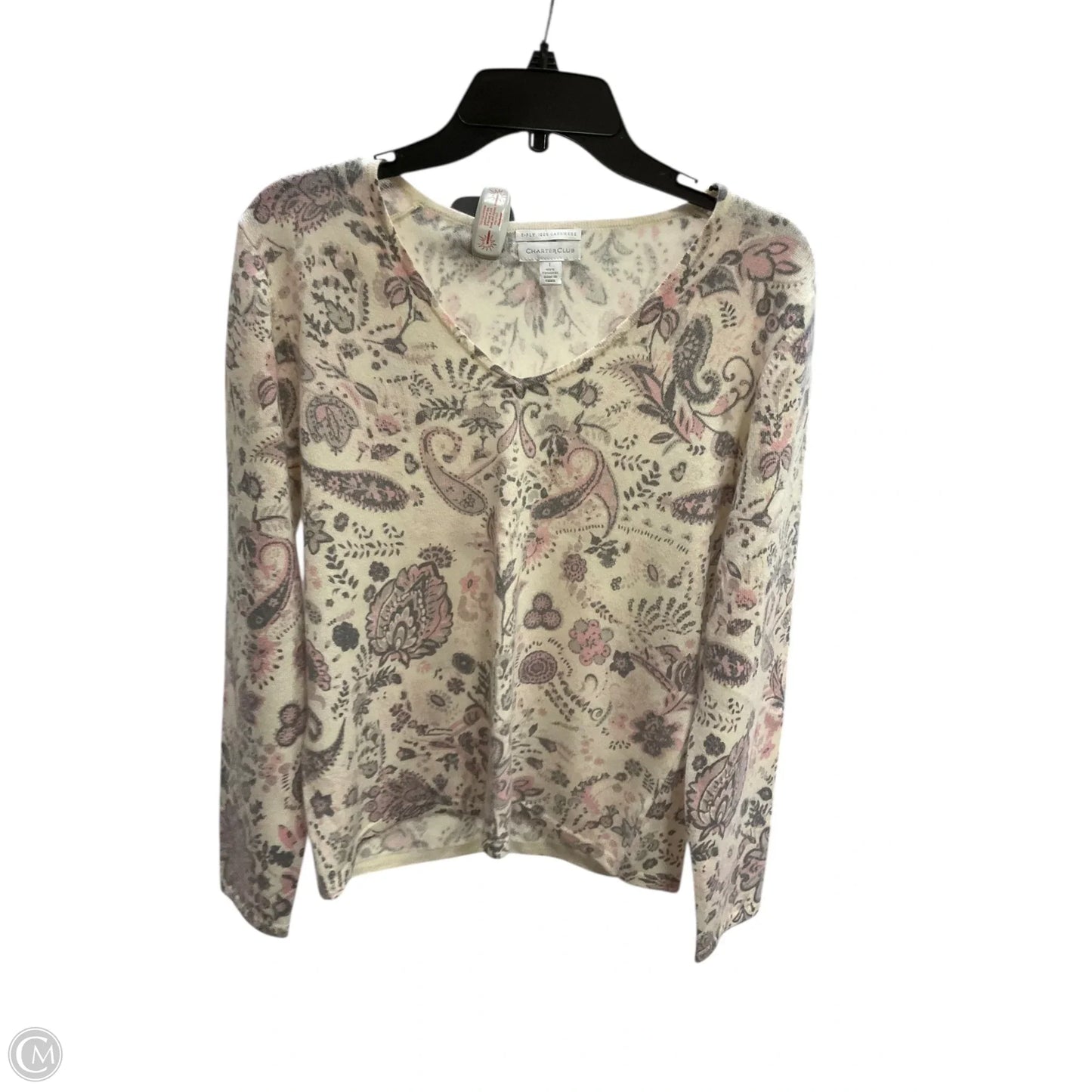 Top Long Sleeve By Charter Club In Cream, Size: L