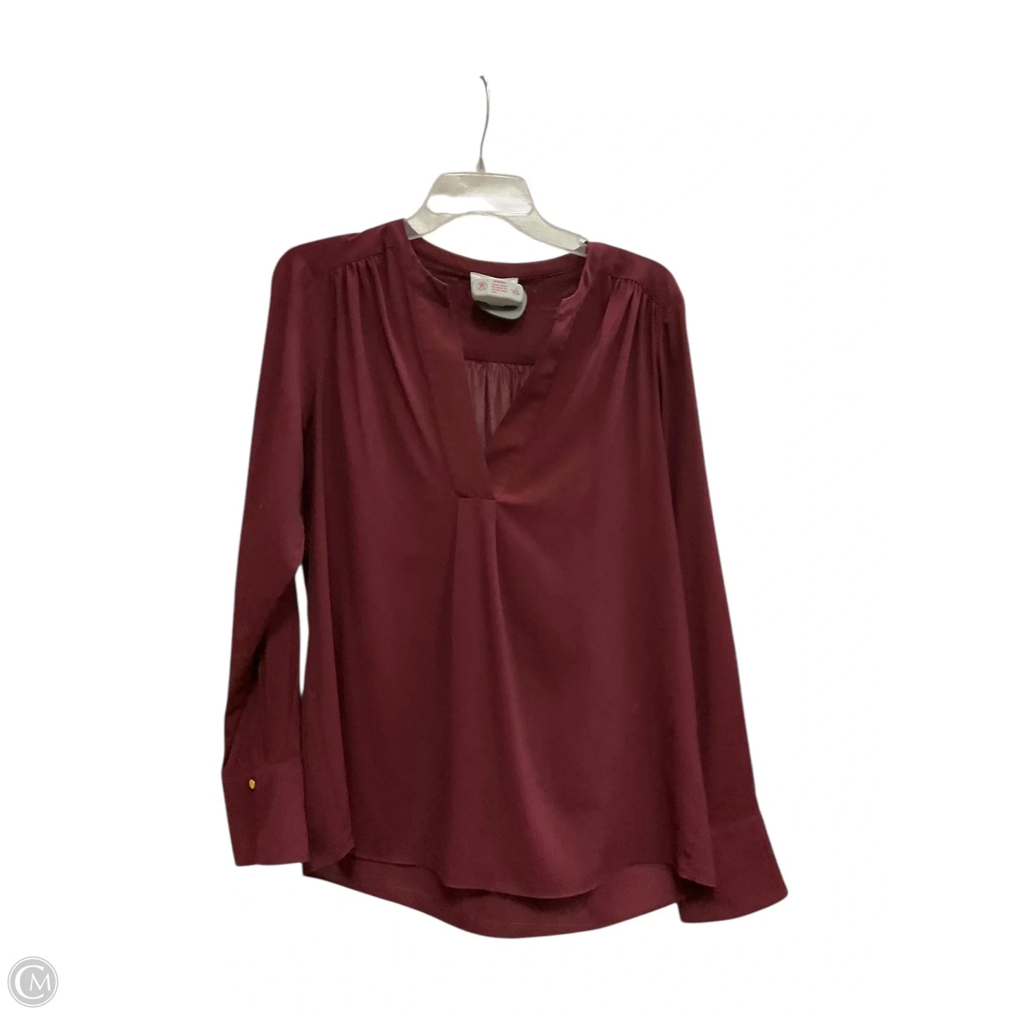 Top Long Sleeve By Calvin Klein In Maroon, Size: L