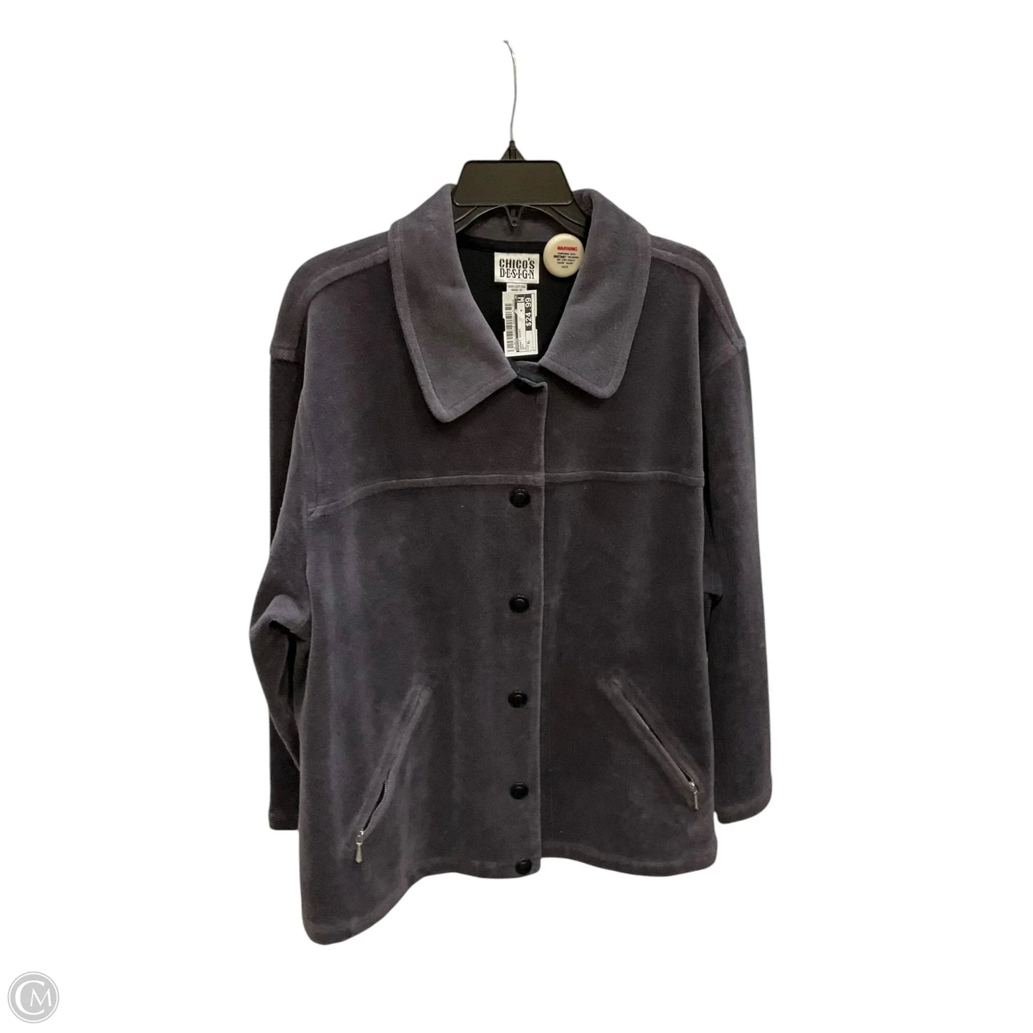 Jacket Shirt By Chicos In Grey, Size: Xl