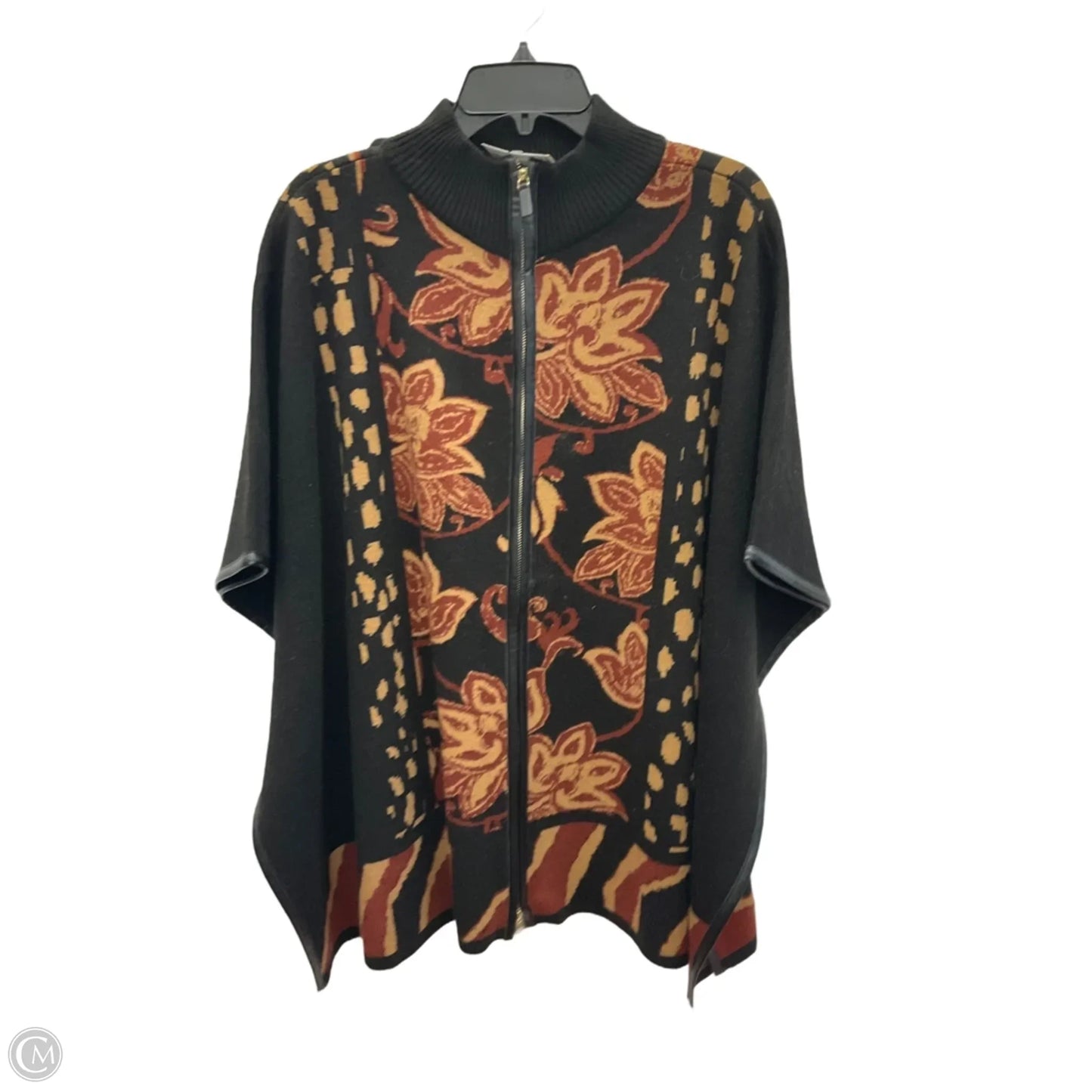 Poncho By Chicos In Black & Brown, Size: Xl