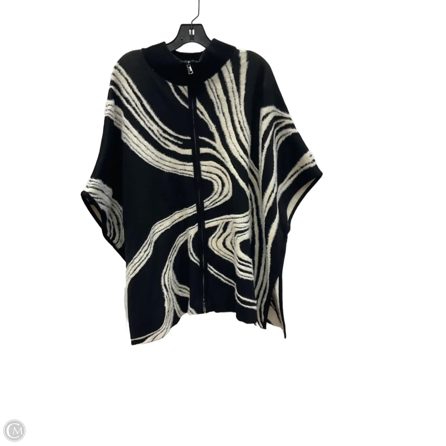 Poncho By Chicos In Black & Cream, Size: Xl