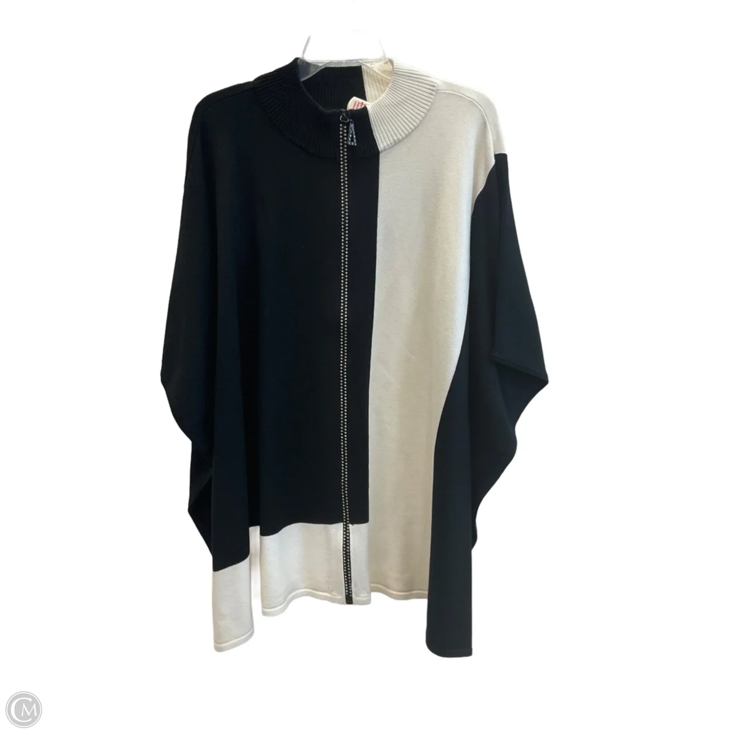 Poncho By Chicos In Black & White, Size: Xl