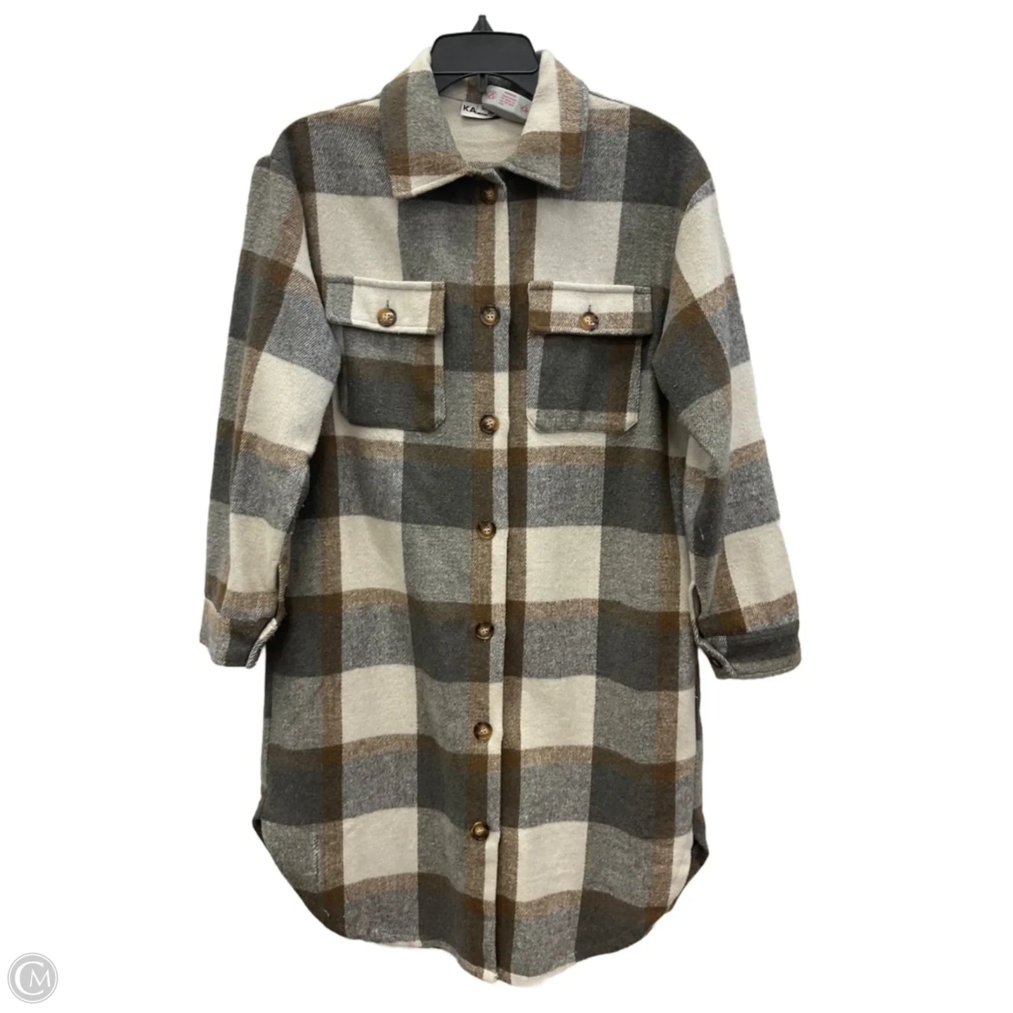 Coat Peacoat By Clothes Mentor In Plaid Pattern, Size: S
