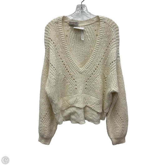 Sweater By Anthropologie In Cream, Size: Xl