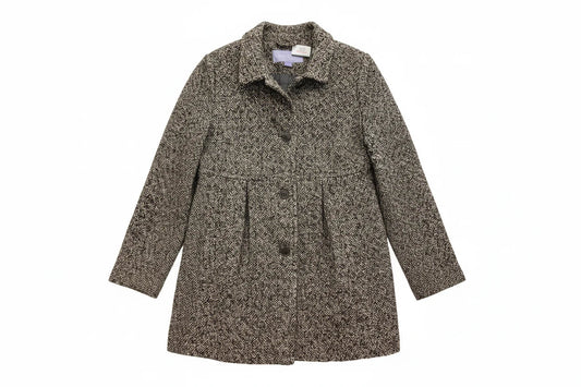 Coat Peacoat By Laura Scott In Black & Cream, Size: M