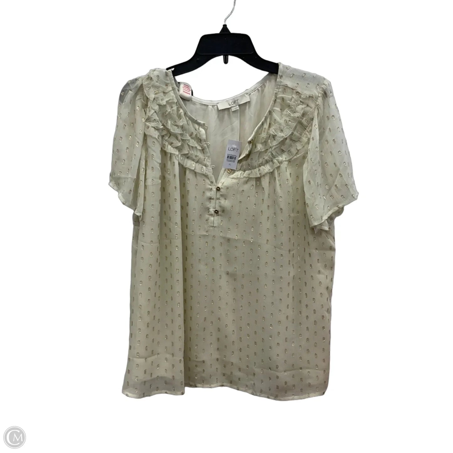 Top Short Sleeve By Loft In Gold, Size: Xl