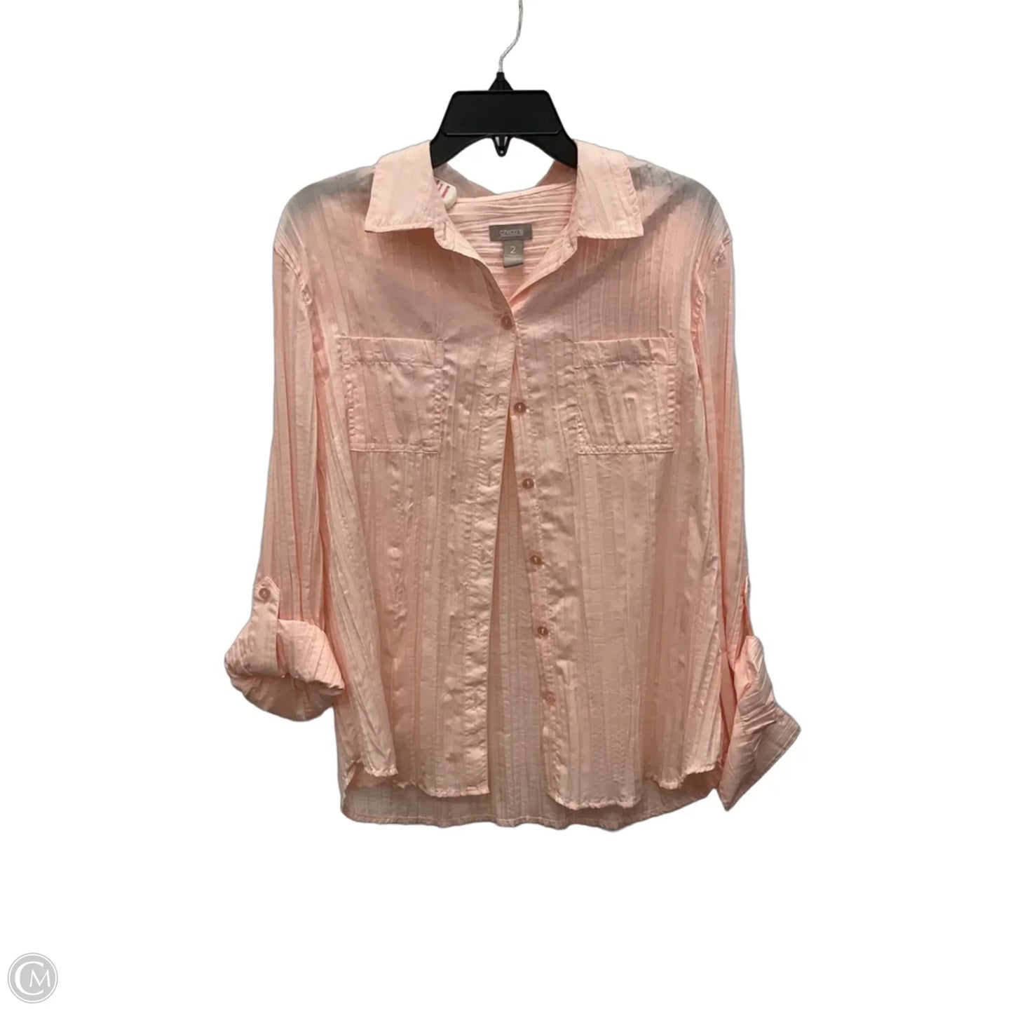 Blouse Long Sleeve By Chicos In Pink, Size: L