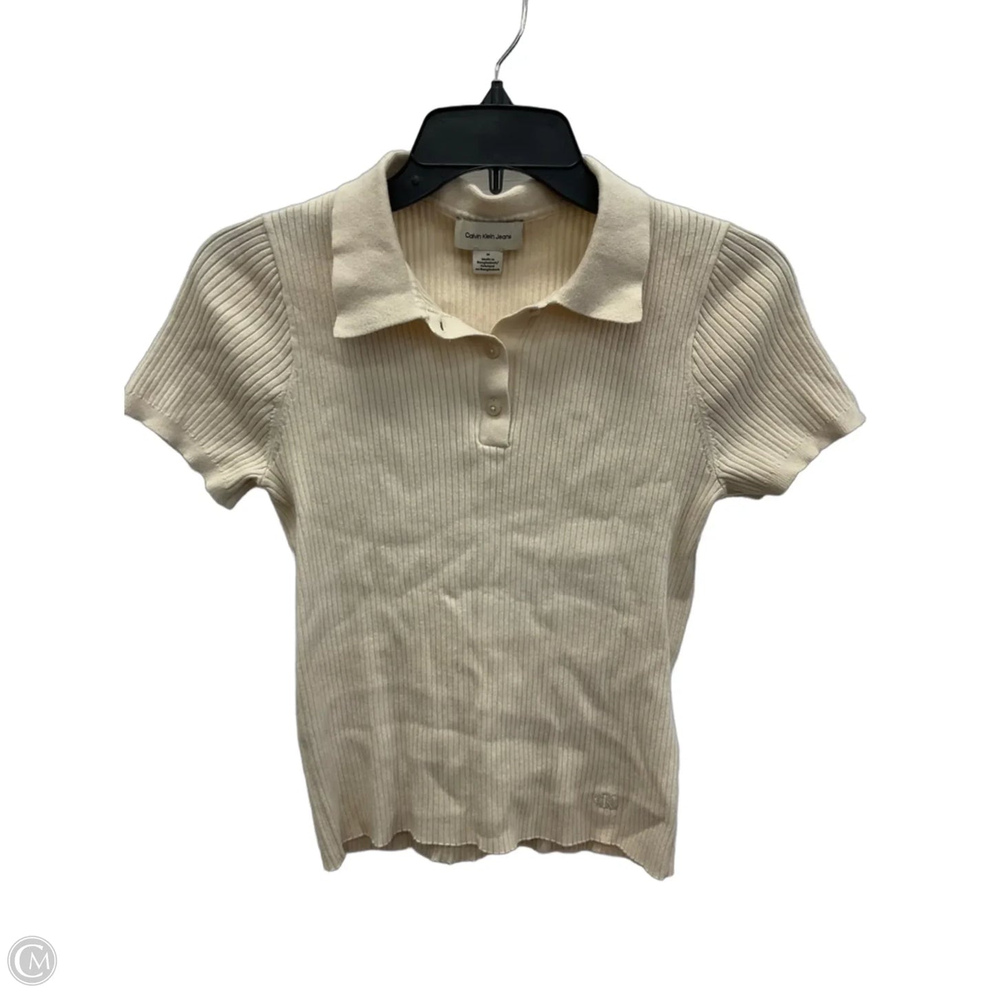 Top Short Sleeve By Calvin Klein In Beige, Size: M