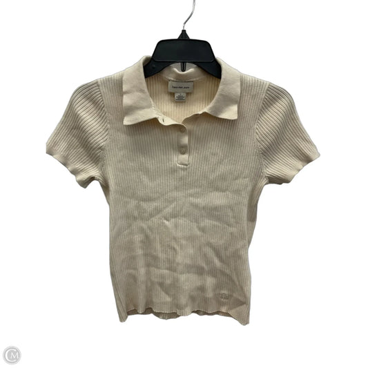 Top Short Sleeve By Calvin Klein In Beige, Size: M