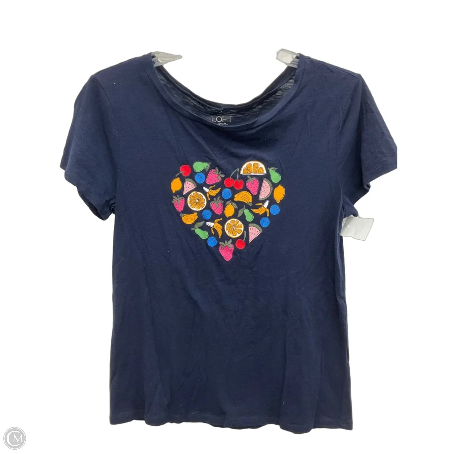 Top Short Sleeve By Loft In Navy, Size: S