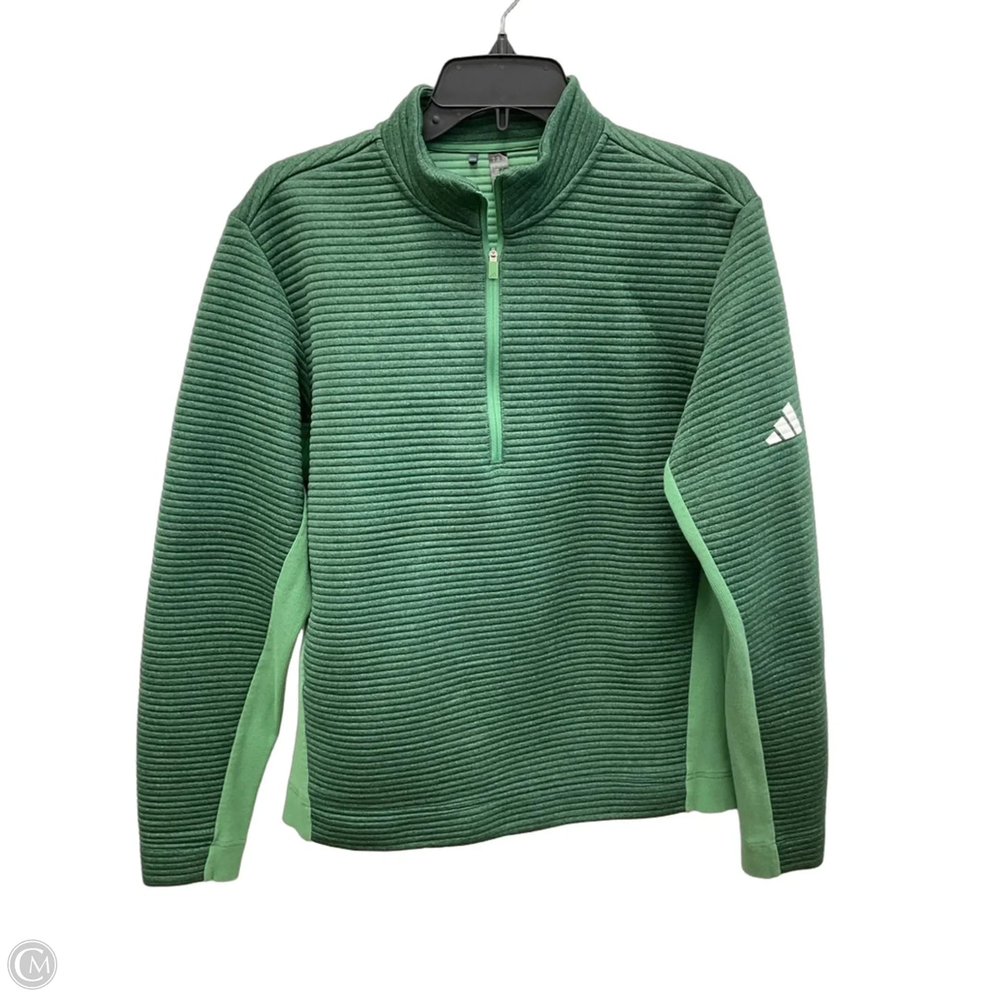 Athletic Top Long Sleeve Collar By Adidas In Green, Size: M