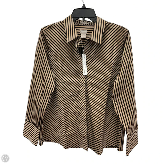 Blouse Long Sleeve By Chicos In Striped Pattern, Size: L