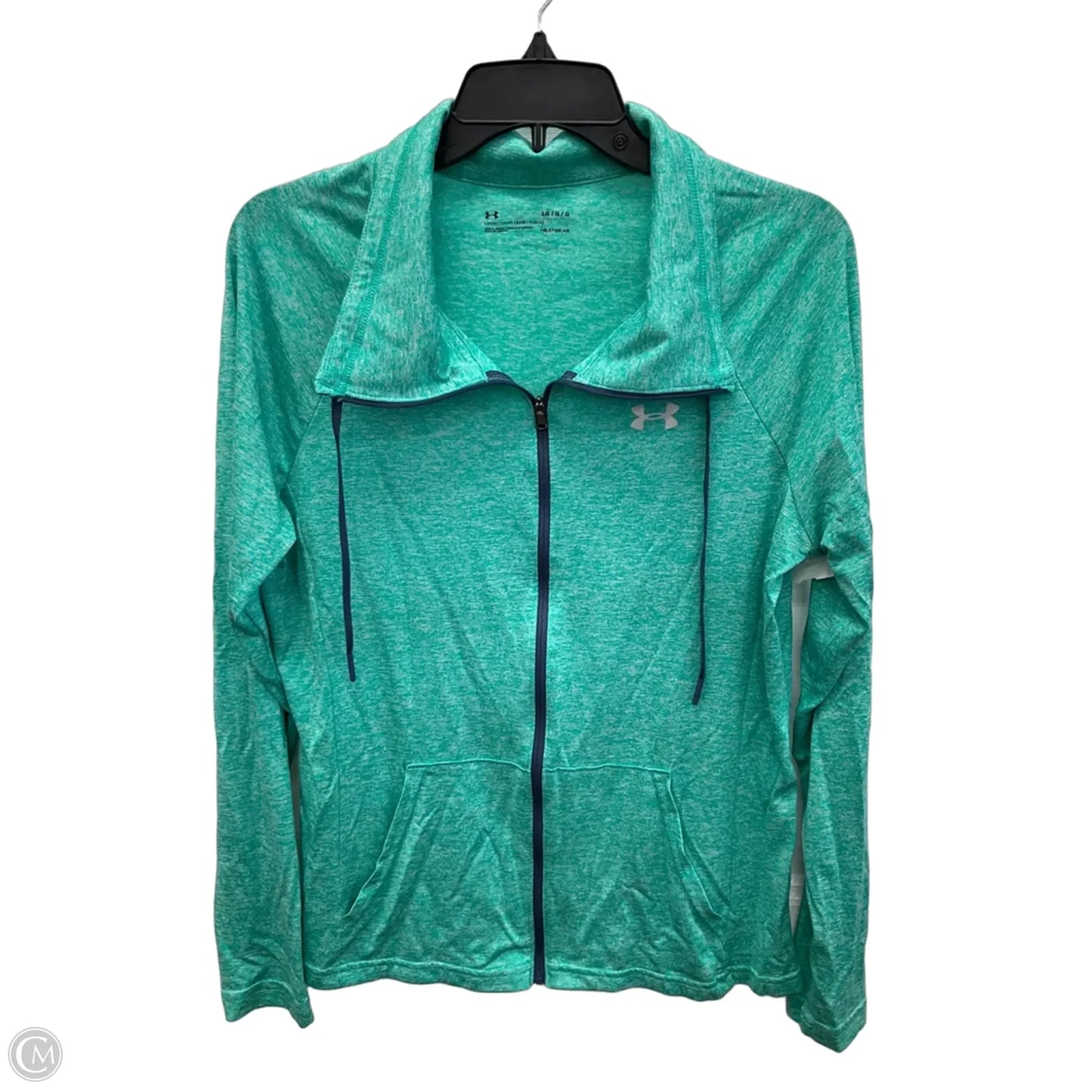Athletic Top Long Sleeve Collar By Under Armour In Green, Size: L