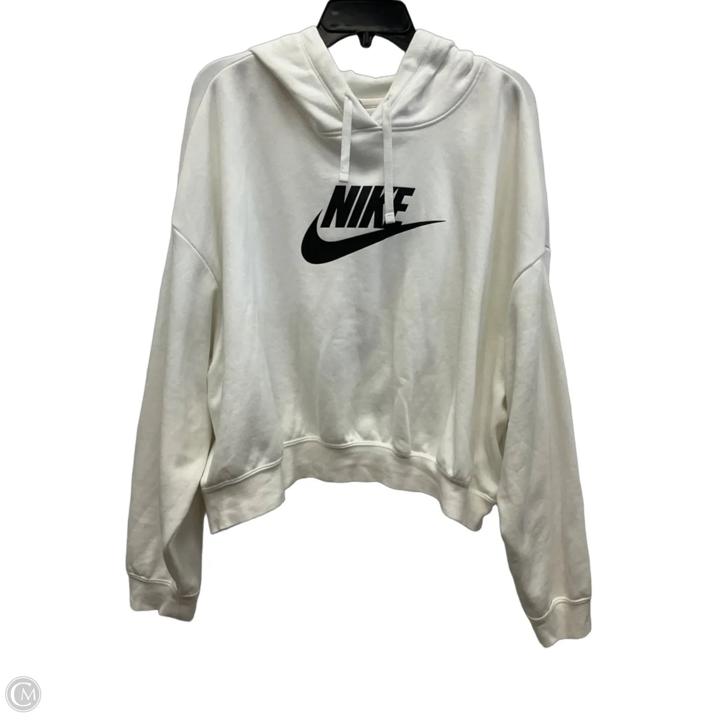 Athletic Top Long Sleeve Hoodie By Nike In White, Size: Xxl
