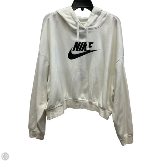 Athletic Top Long Sleeve Hoodie By Nike In White, Size: Xxl