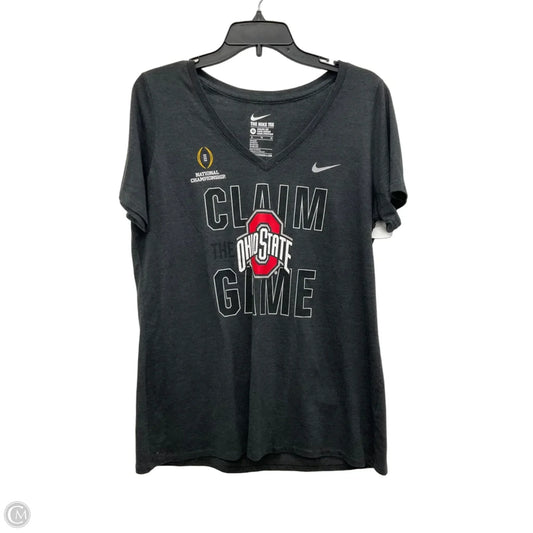 Athletic Top Short Sleeve By Nike In Grey, Size: Xl