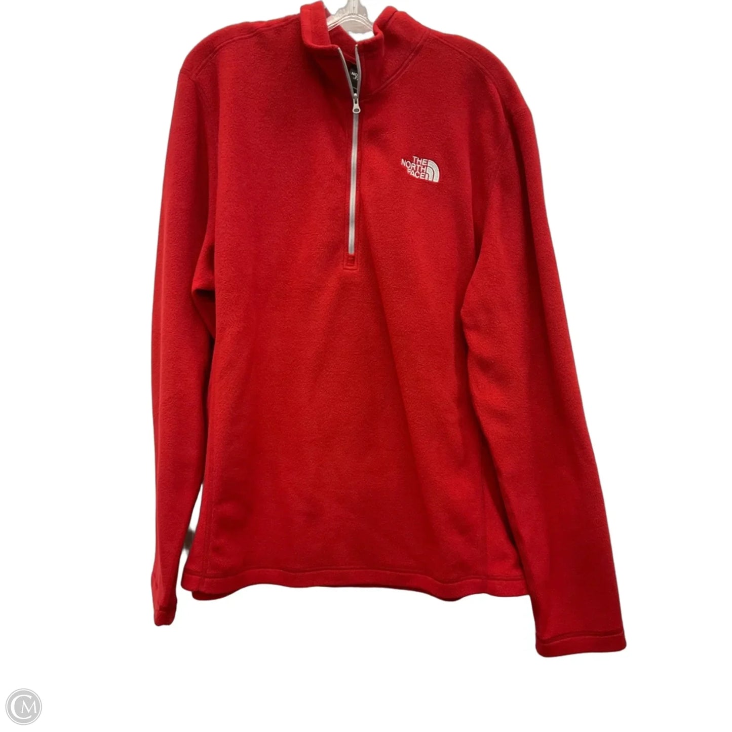 Athletic Top Long Sleeve Collar By The North Face In Red, Size: L