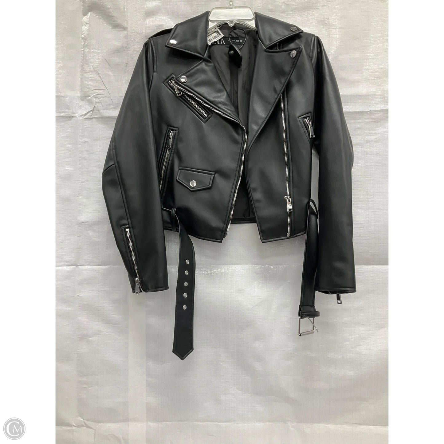 Jacket Moto Leather By Zara In Black, Size: S