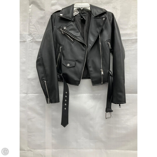 Jacket Moto Leather By Zara In Black, Size: S