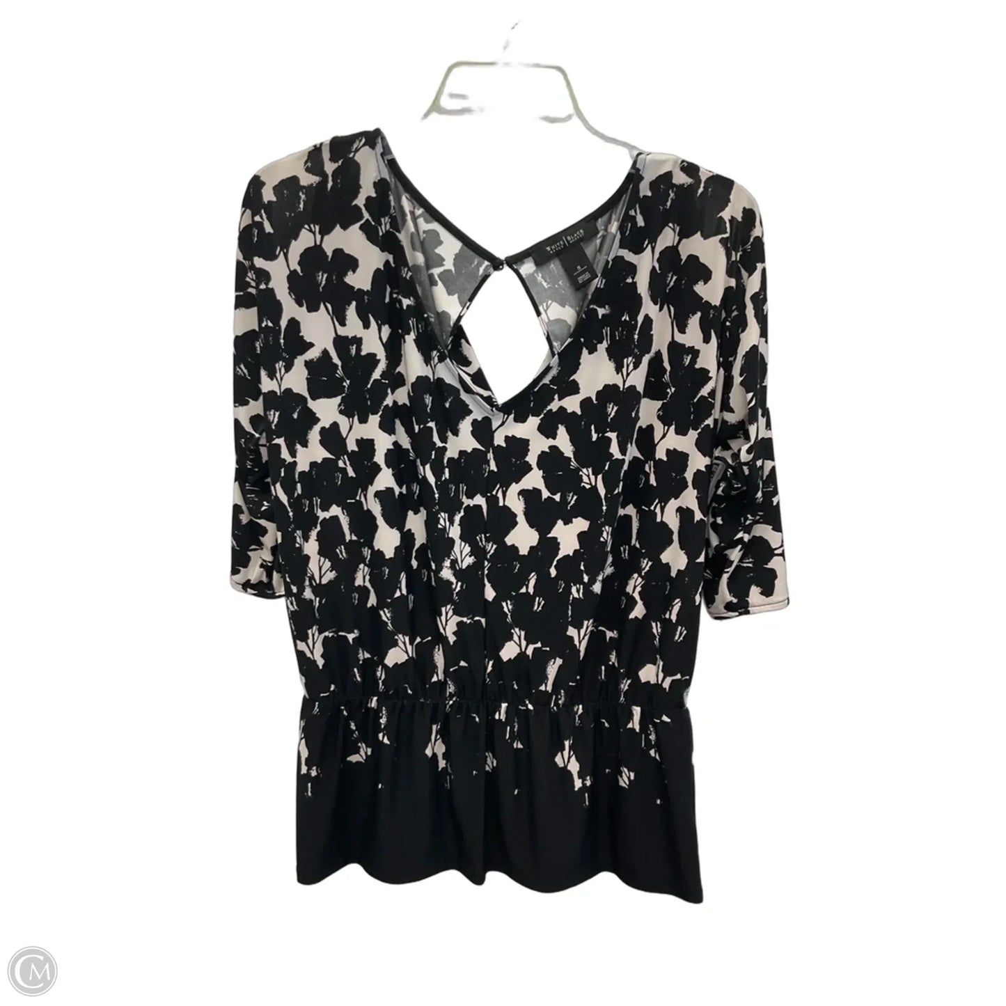 Top 3/4 Sleeve By White House Black Market In Black & White, Size: S