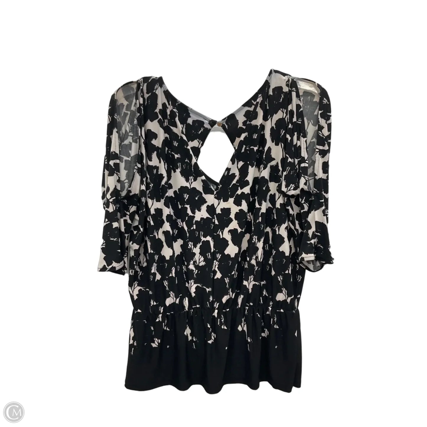 Top 3/4 Sleeve By White House Black Market In Black & White, Size: S