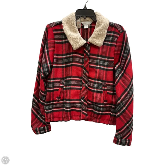 Jacket Shirt By Christopher And Banks In Plaid Pattern, Size: S