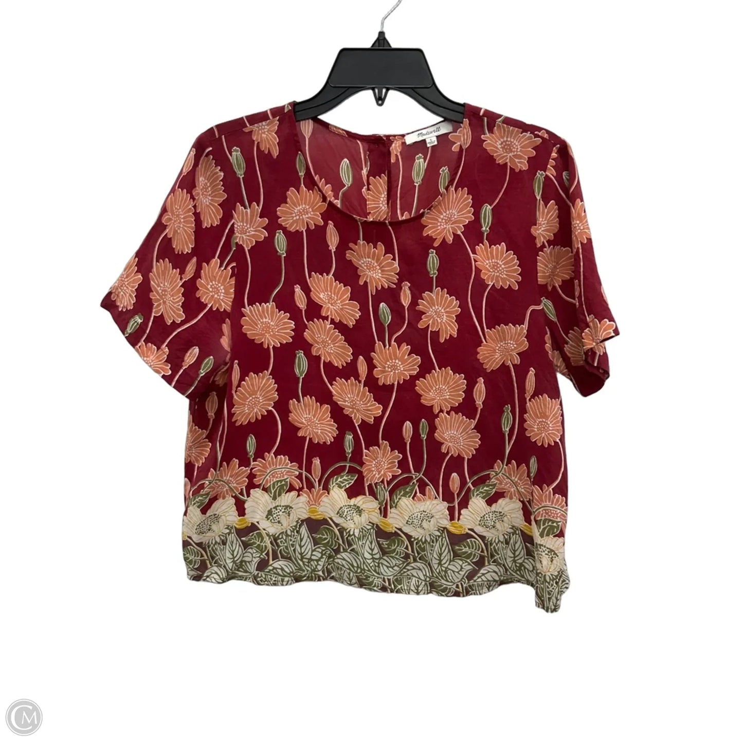 Top Short Sleeve By Madewell In Floral Print, Size: L