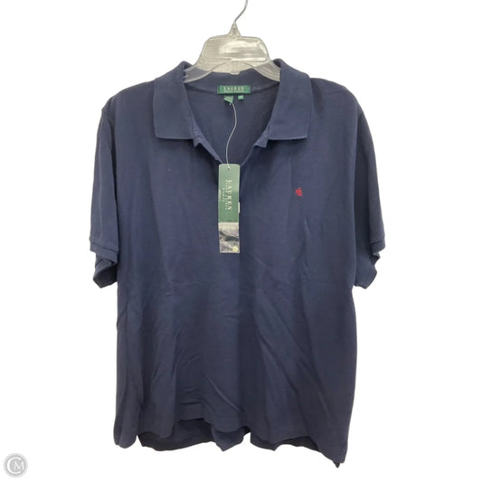 Top Short Sleeve By Lauren By Ralph Lauren In Navy, Size: 3x