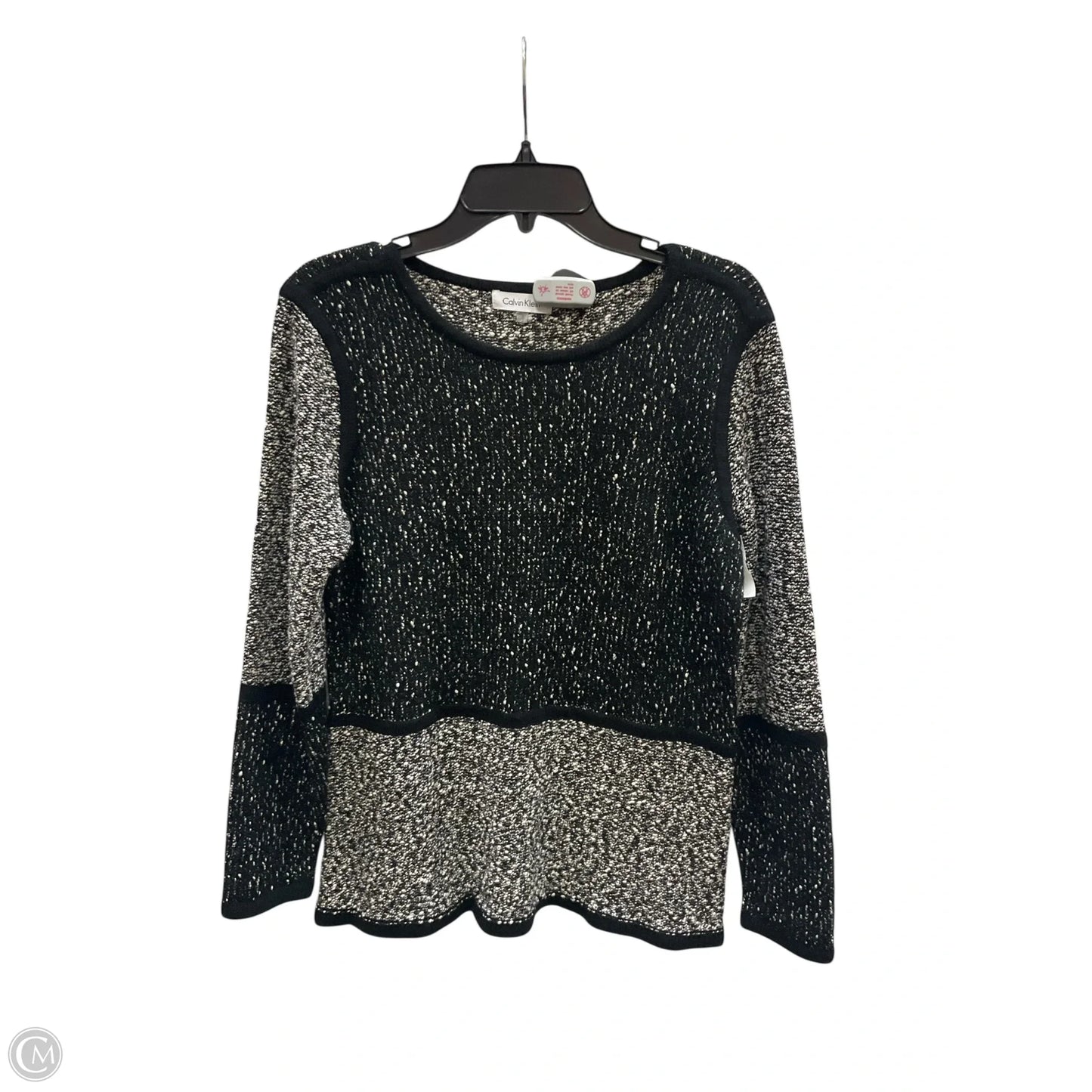 Sweater By Calvin Klein In Black & White, Size: L