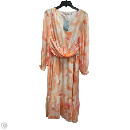 Dress Casual Maxi By Cmf In Orange & White, Size: L