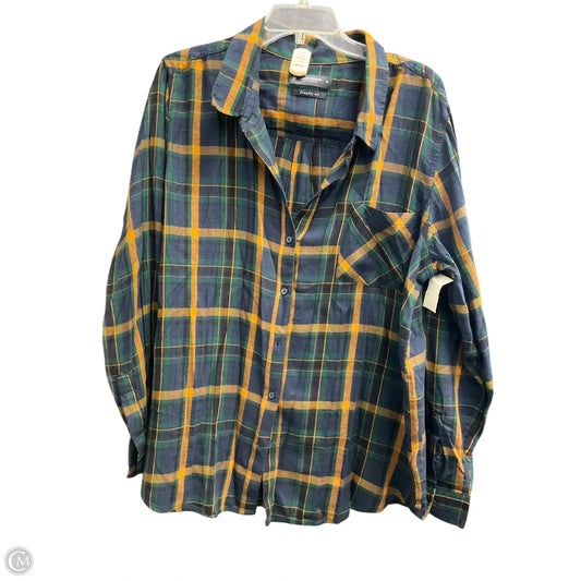 Top Long Sleeve By Lucky Brand In Plaid Pattern, Size: Xl