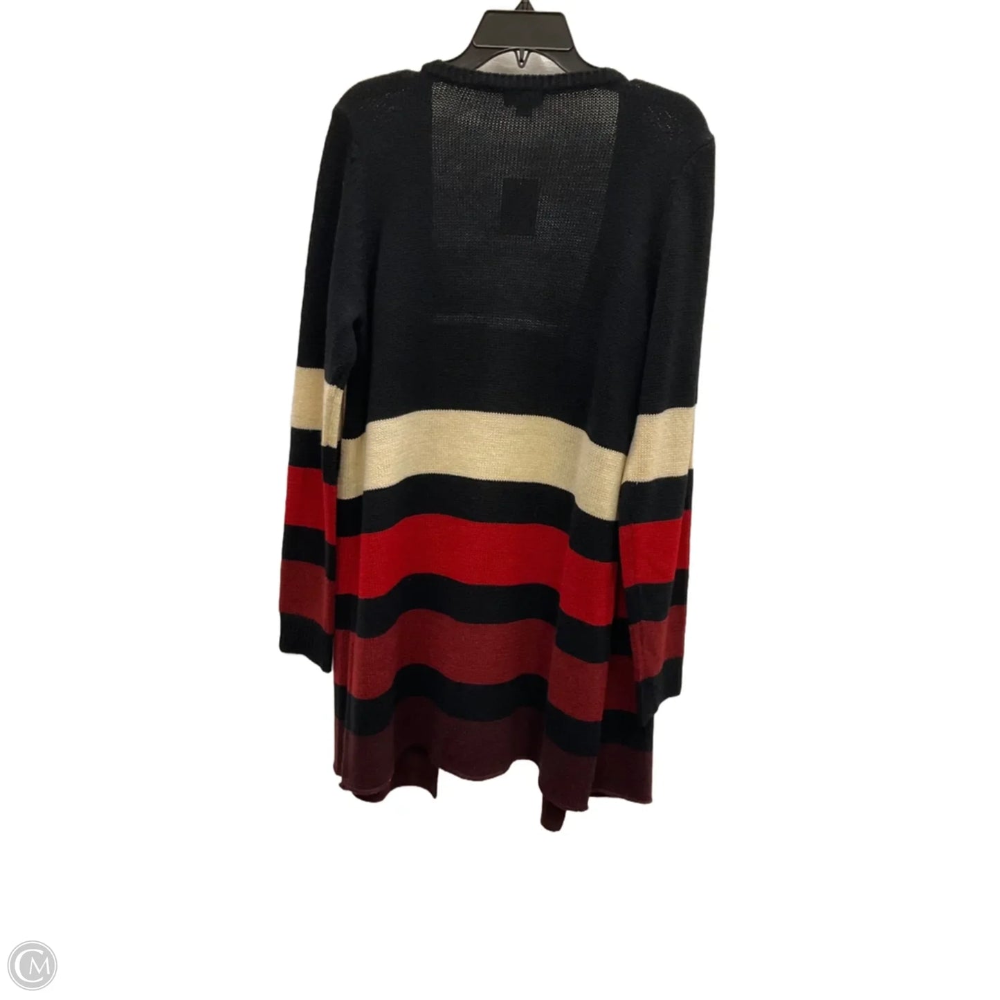 Sweater Cardigan By One World In Black & Red, Size: Xl