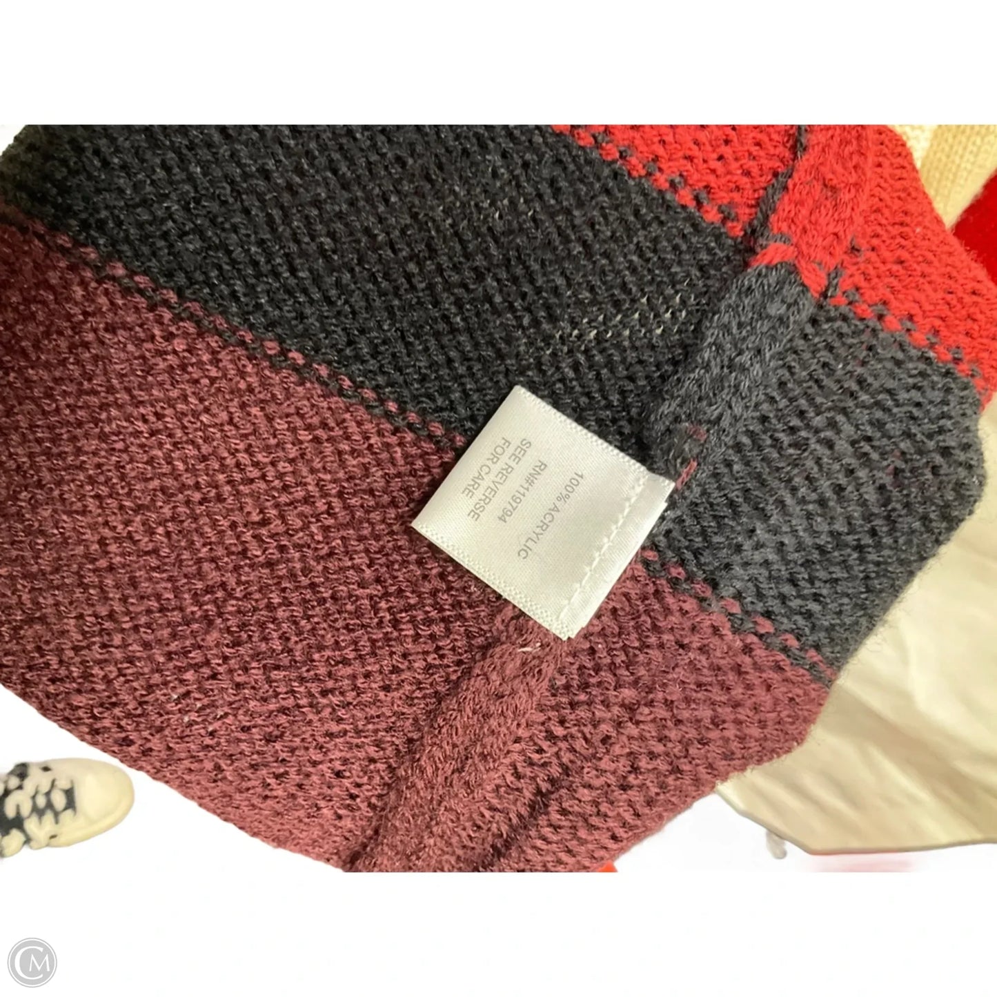 Sweater Cardigan By One World In Black & Red, Size: Xl