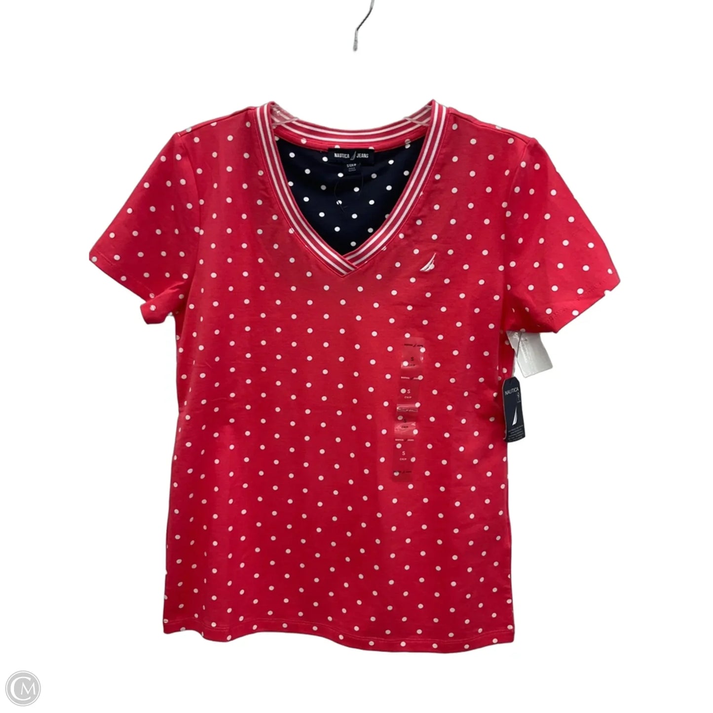 Top Short Sleeve By Nautica In Polkadot Pattern, Size: S